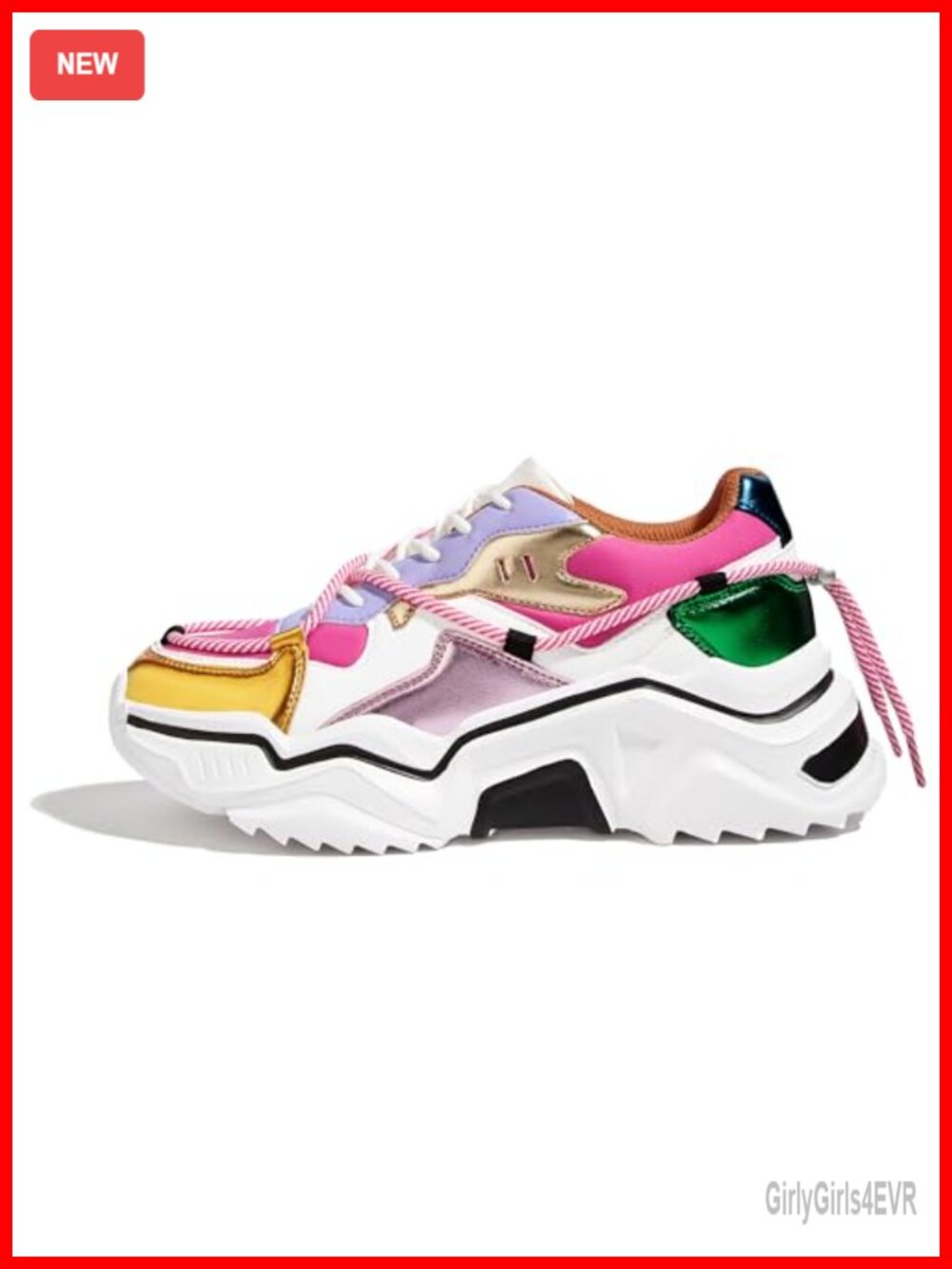 Platform Chunky Dad Sneakers Lightweight Lace-Up Walking Shoes PU Mesh